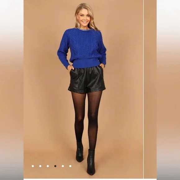 NWT Chain Detail Knit Sweater in Royal Blue Size Medium - Picture 3 of 4